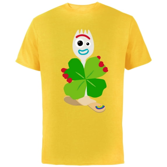 Toy Story 4 Forky Green Shamrock St. Patrick's Day - Short Sleeve Cotton T-Shirt for Adults - Customized-Yellow