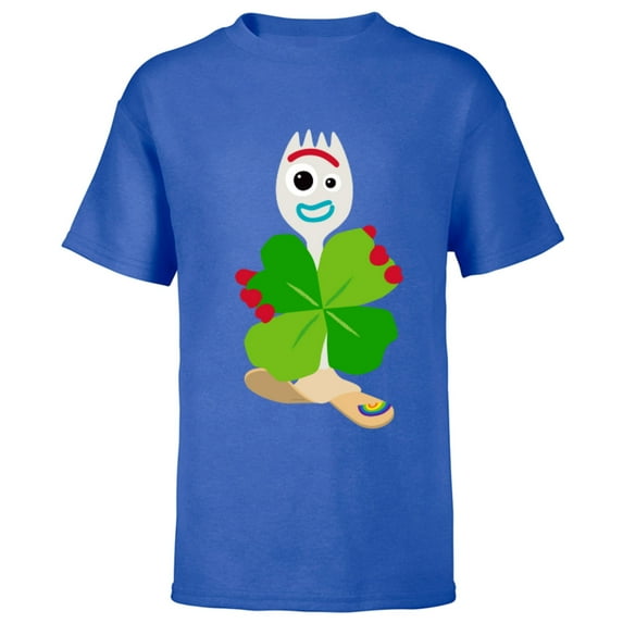 Toy Story 4 Forky Green Shamrock St. Patrick's Day - Short Sleeve T-Shirt for Kids - Customized-Royal