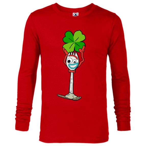 Toy Story 4 Forky Lucky Shamrock St. Patrick's Day - Long Sleeve T-Shirt for Men - Customized-New Red