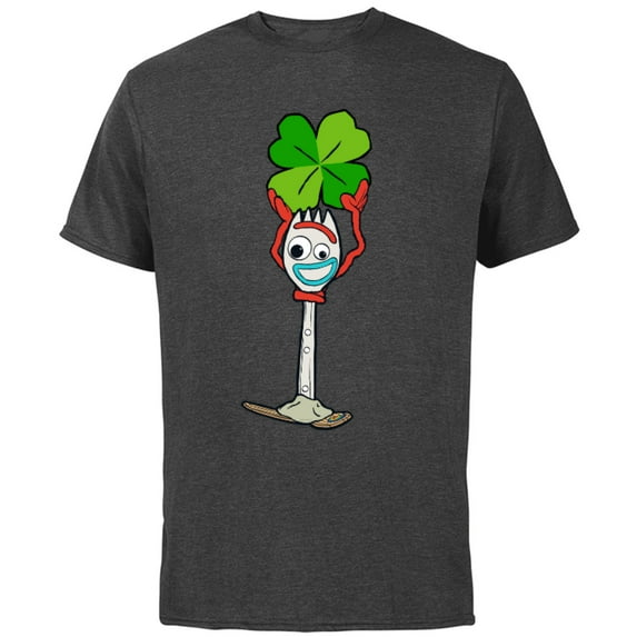 Toy Story 4 Forky Lucky Shamrock St. Patrick's Day - Short Sleeve Cotton T-Shirt for Adults - Customized-Charcoal