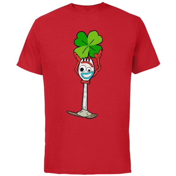 Toy Story 4 Forky Lucky Shamrock St. Patrick's Day - Short Sleeve Cotton T-Shirt for Adults - Customized-Red