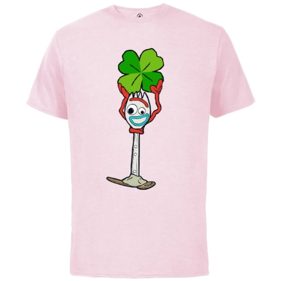 Toy Story 4 Forky Lucky Shamrock St. Patrick's Day - Short Sleeve Cotton T-Shirt for Adults - Customized-Soft Pink