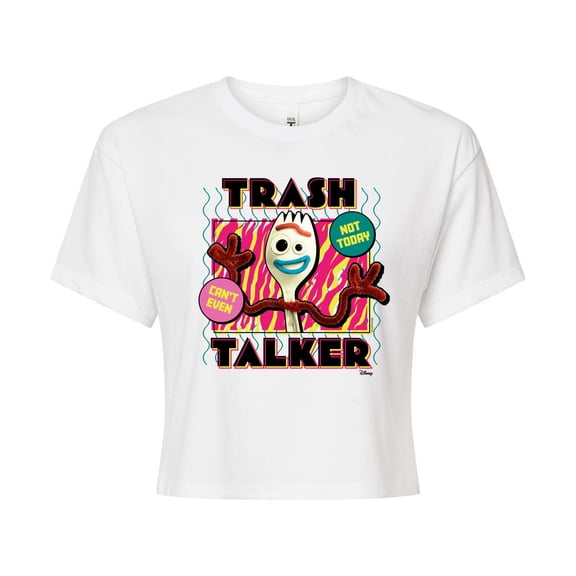 Toy Story 4 - Forky Trash Talker - Juniors Cropped Cotton Blend T-Shirt