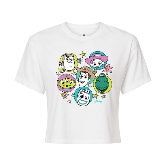 Toy Story 4 - Group Grid - Juniors Cropped Cotton Blend T-Shirt