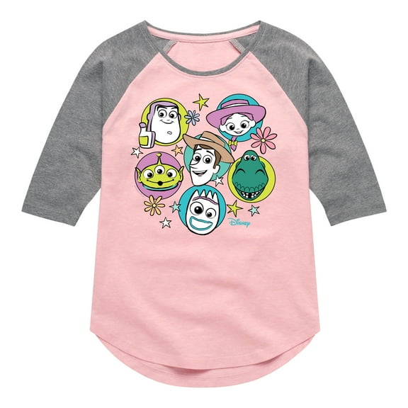 Toy Story 4 - Group Grid - Toddler & Youth Girls Raglan Graphic T-Shirt