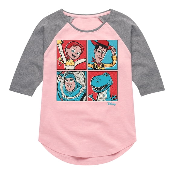 Toy Story 4 - Group Grid - Toddler & Youth Girls Raglan Graphic T-Shirt