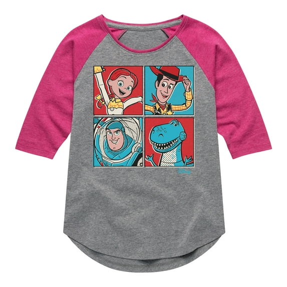 Toy Story 4 - Group Grid - Toddler & Youth Girls Raglan Graphic T-Shirt