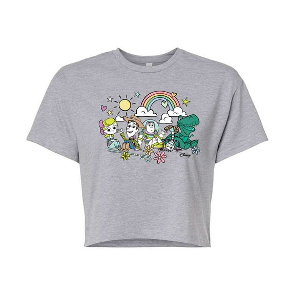 Toy Story 4 - Group Sitting - Juniors Cropped Cotton Blend T-Shirt