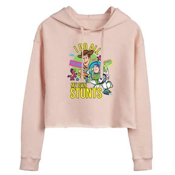 Toy Story 4 - I Do My Own Stunts Woody And Buzz - Juniors Cropped Pullover Hoodie
