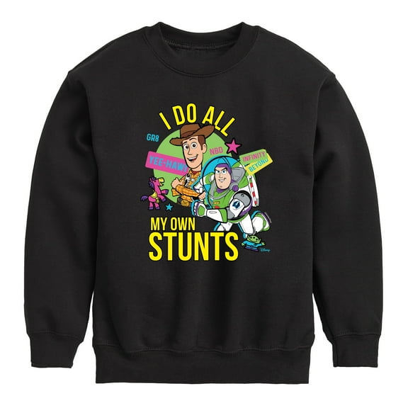 Toy Story 4 - I Do My Own Stunts Woody And Buzz - Toddler & Youth Crewneck Fleece Sweatshirt