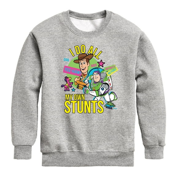 Toy Story 4 - I Do My Own Stunts Woody And Buzz - Toddler & Youth Crewneck Fleece Sweatshirt