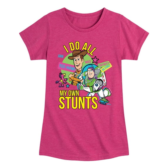 Toy Story 4 - I Do My Own Stunts Woody And Buzz - Toddler & Youth Girls Short Sleeve Graphic T-Shirt