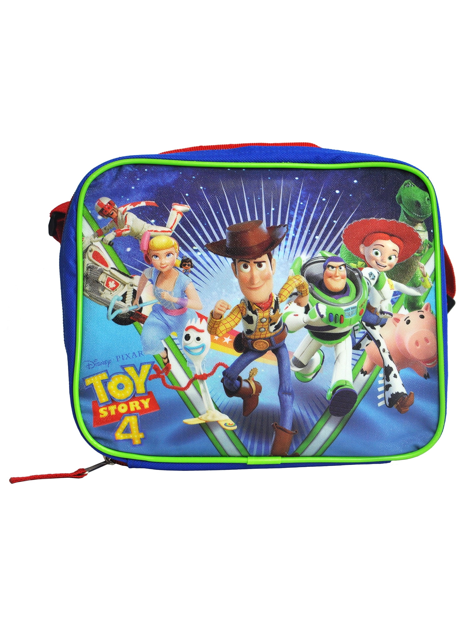 Toy Story Single Compartment Soft Insulated Lunch Bag No Toy Gets Left  Behind with 3-D Image of Buzz Lightyear, Woody, Rex, Bullseye and Slinky Dog