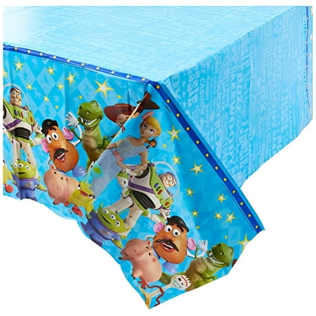 Amscan 572367 Toy Story 4 Blue Plastic Party Table Cover, 54" x 96", 1 piece