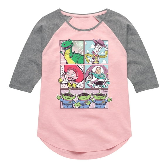 Toy Story 4 - Sunny Side Up Grid - Toddler & Youth Girls Raglan Graphic T-Shirt