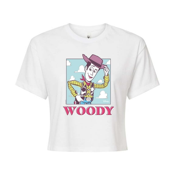 Toy Story 4 - Sunny Side Up Woody - Juniors Cropped Cotton Blend T-Shirt