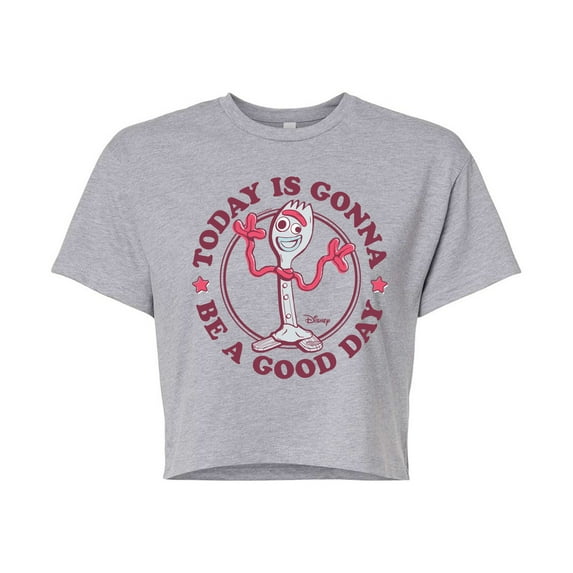 Toy Story 4 - Today Is Gonna Be A Good Day Forky - Juniors Cropped Cotton Blend T-Shirt