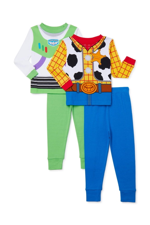 Toy Story 4 Toddler Boys Long Sleeve Snug Fit Cotton Pajamas, 4pc Set