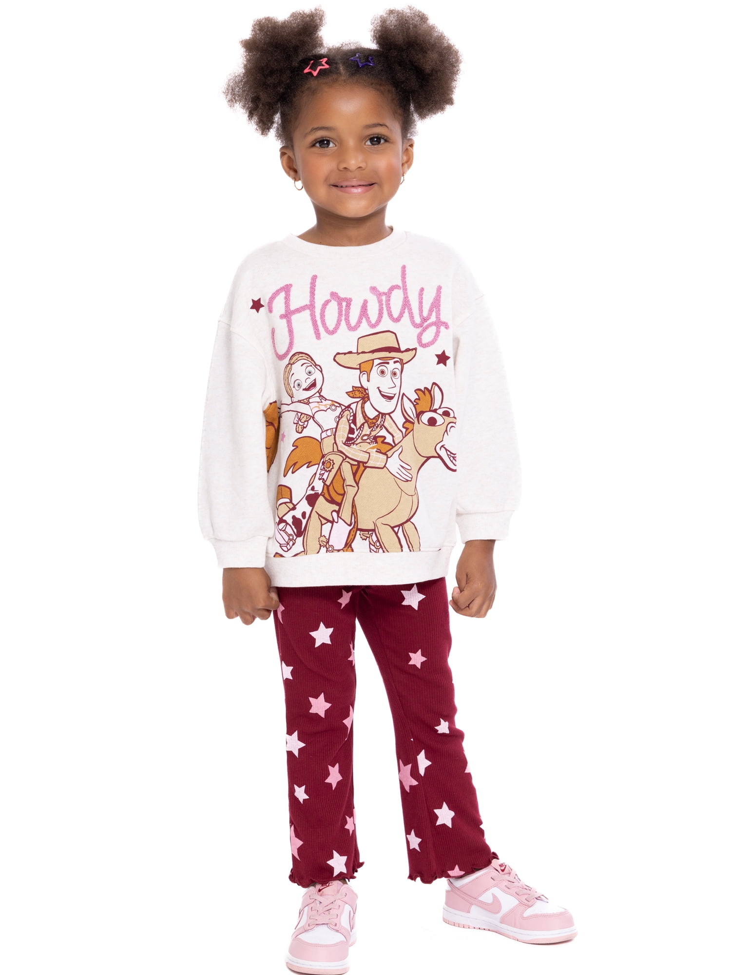 Toy Story Toddler Girls Long Sleeve Graphic Print Sweatshirt and Matching Flare Leggings Set, 2-Piece, Sizes 12M-5T