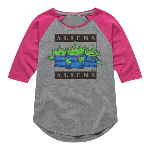 Toy Story 4 - Type Block Aliens - Toddler & Youth Girls Raglan Graphic T-Shirt