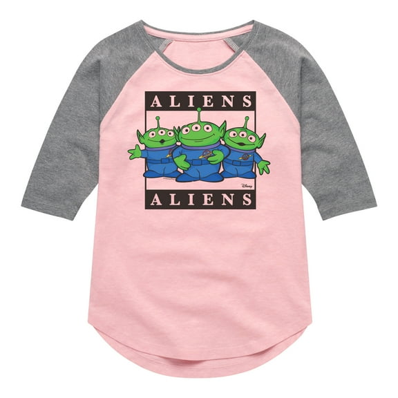 Toy Story 4 - Type Block Aliens - Toddler & Youth Girls Raglan Graphic T-Shirt