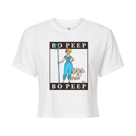 Toy Story 4 - Type Block Bo Peep - Juniors Cropped Cotton Blend T-Shirt