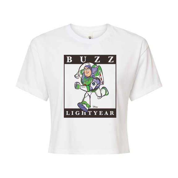 Toy Story 4 - Type Block Buzz - Juniors Cropped Cotton Blend T-Shirt