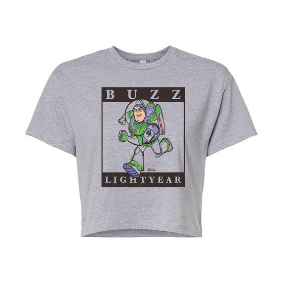 Toy Story 4 - Type Block Buzz - Juniors Cropped Cotton Blend T-Shirt