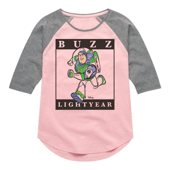 Toy Story 4 - Type Block Buzz - Toddler & Youth Girls Raglan Graphic T-Shirt