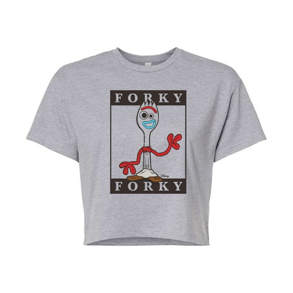 Toy Story 4 - Type Block Forky - Juniors Cropped Cotton Blend T-Shirt