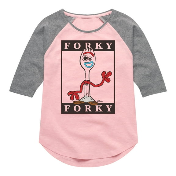 Toy Story 4 - Type Block Forky - Toddler & Youth Girls Raglan Graphic T-Shirt