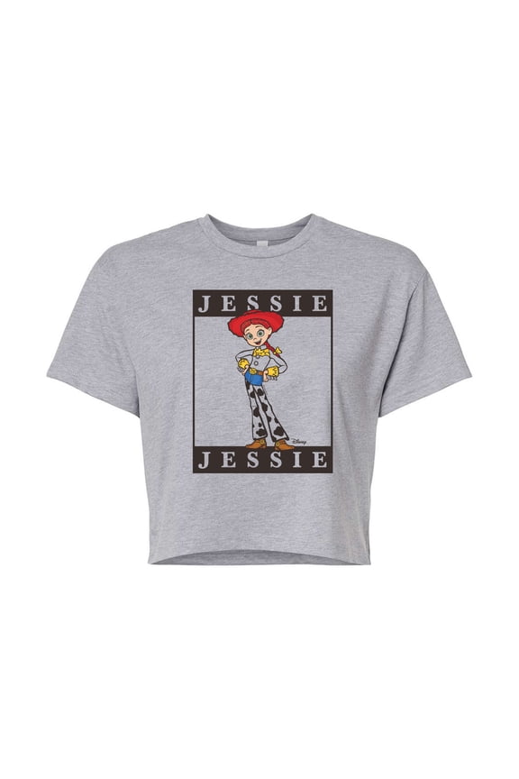 Toy Story 4 - Type Block Jessie - Juniors Cropped Cotton Blend T-Shirt