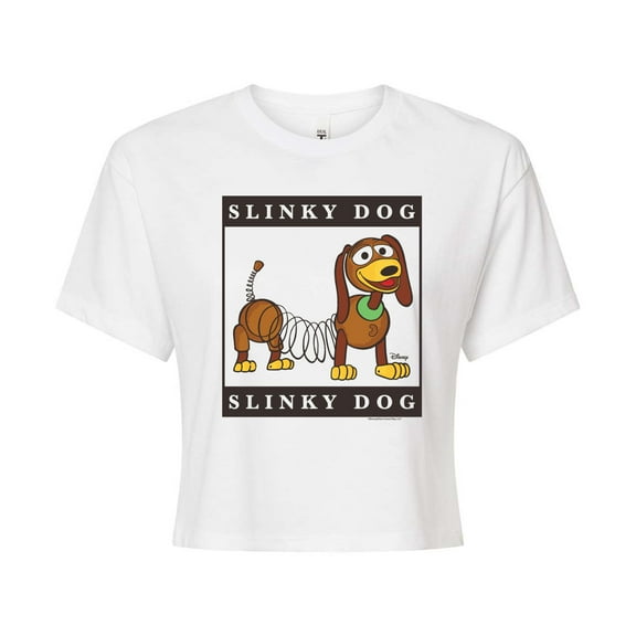 Toy Story 4 - Type Block Slinky - Juniors Cropped Cotton Blend T-Shirt