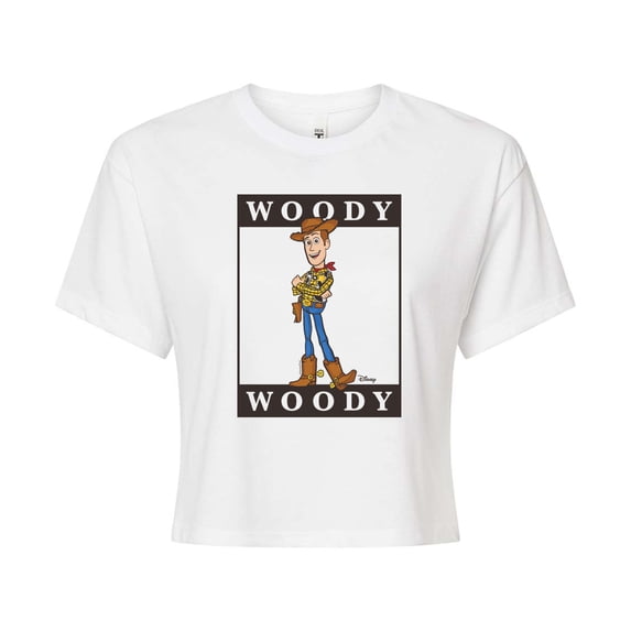 Toy Story 4 - Type Block Woody - Juniors Cropped Cotton Blend T-Shirt