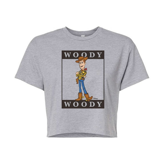 Toy Story 4 - Type Block Woody - Juniors Cropped Cotton Blend T-Shirt