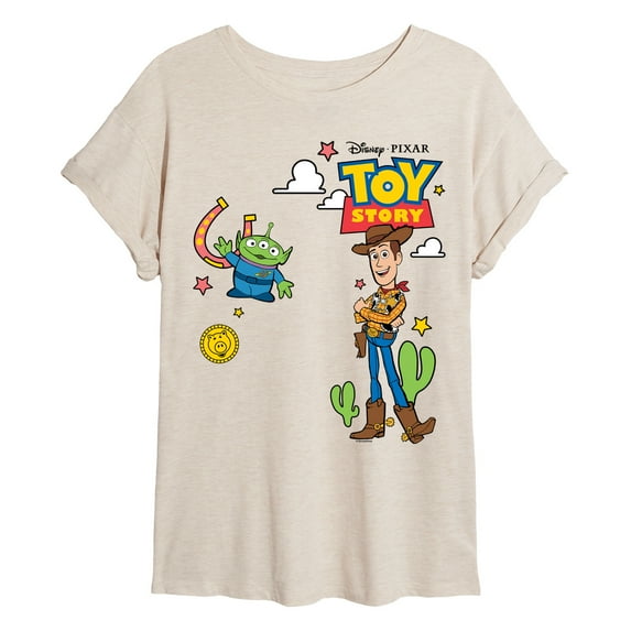 Toy Story 4 - Woody And Alien Western - Womens Oversized Graphic T-Shirt
