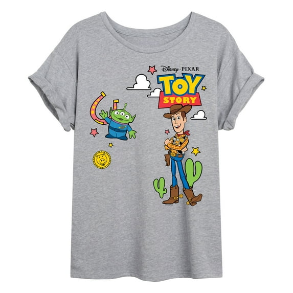 Toy Story 4 - Woody And Alien Western - Womens Oversized Graphic T-Shirt