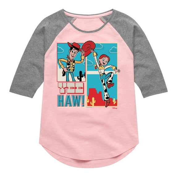 Toy Story 4 - Woody And Jessie - Toddler & Youth Girls Raglan Graphic T-Shirt