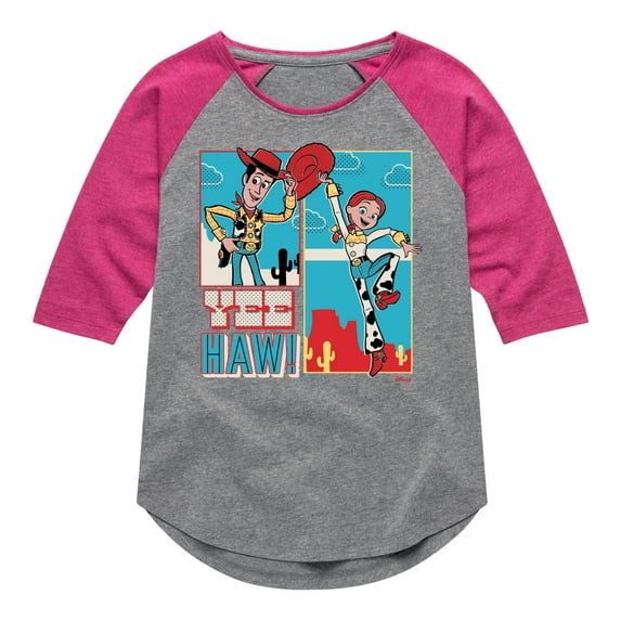 Toy Story 4 - Woody And Jessie - Toddler & Youth Girls Raglan Graphic T-Shirt
