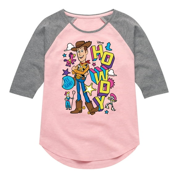 Toy Story 4 - Woody Howdy - Toddler & Youth Girls Raglan Graphic T-Shirt