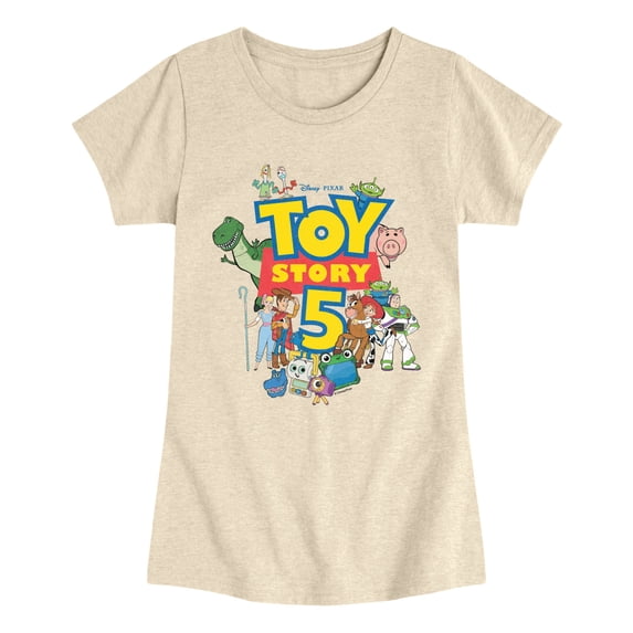 Toy Story 5 - Logo and Characters - Youth Girls Fitted Short Sleeve T-Shirt