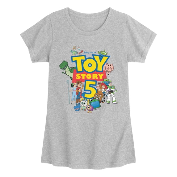 Toy Story 5 - Logo and Characters - Youth Girls Fitted Short Sleeve T-Shirt