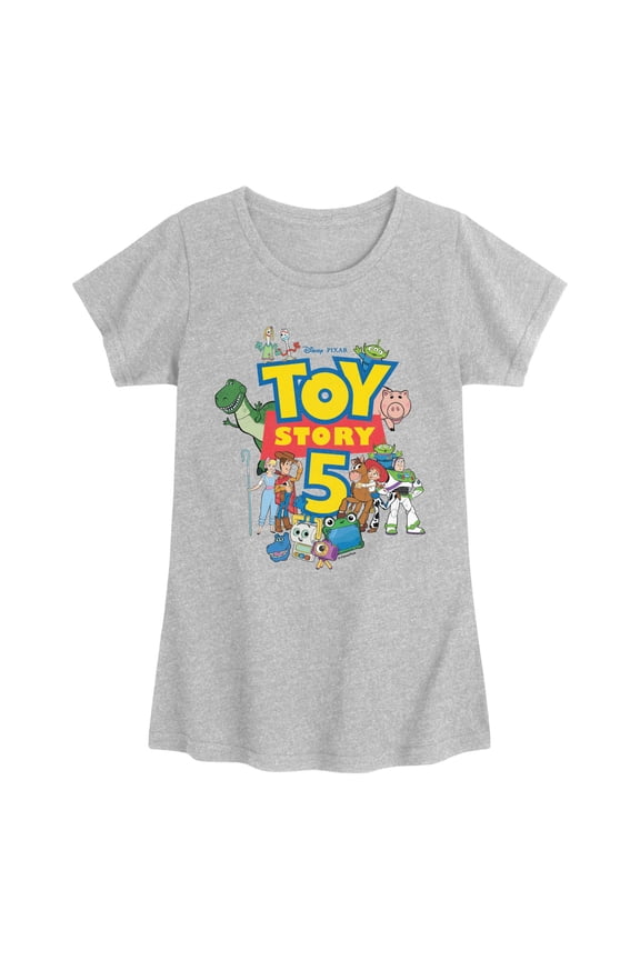Toy Story 5 - Logo and Characters - Youth Girls Fitted Short Sleeve T-Shirt