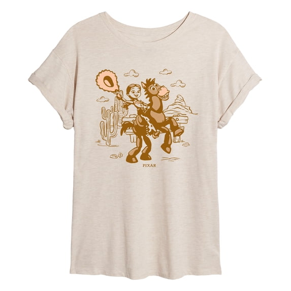 Toy Story 5 - Western Jessie and Bullseye - Juniors Oversized Graphic T-Shirt