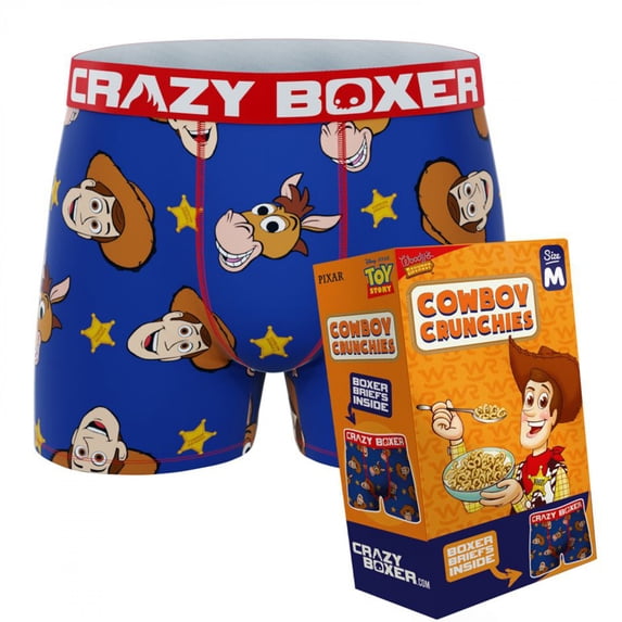 Toy Story 879529-small-28 Crazy Boxer Woody Boxer Briefs in Cereal Box for Mens, Blue - Small 28-30