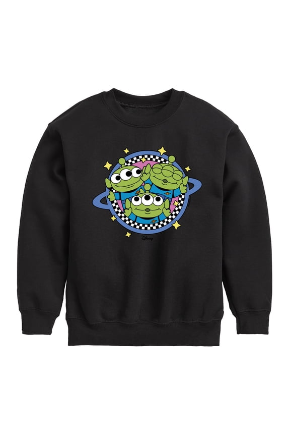 Toy Story - Aliens Checker Planet - Youth Boys Crew Fleece Sweatshirt