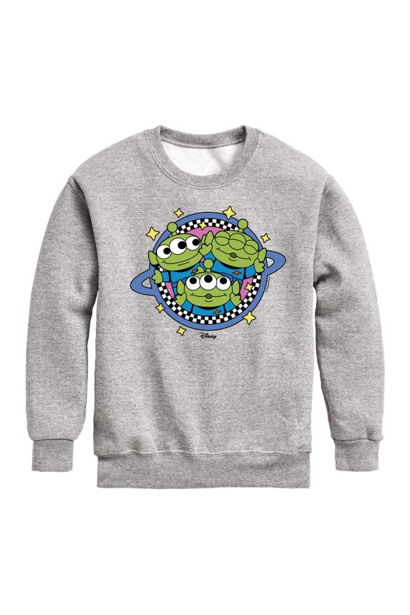 Toy Story - Aliens Checker Planet - Youth Boys Crew Fleece Sweatshirt