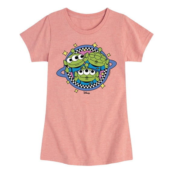 Toy Story - Aliens Checker Planet - Youth Girls Fitted Short Sleeve T-Shirt