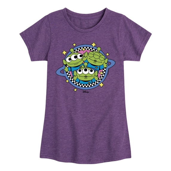 Toy Story - Aliens Checker Planet - Youth Girls Fitted Short Sleeve T-Shirt