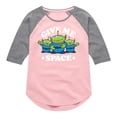 thumbnail image 1 of Toy Story - Aliens Give Me Space  - Toddler And Youth Girls Raglan Graphic T-Shirt, 1 of 4